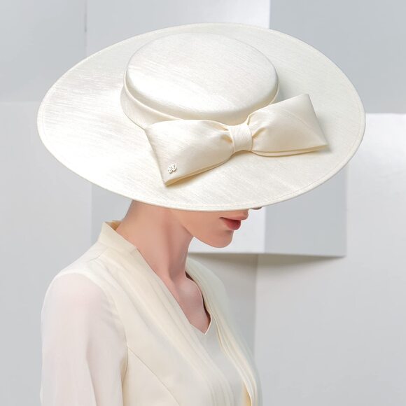 7439 Fascinators Women Wide Brim 20s 50s Derby Pillbox Hat Bowknot Cocktail main image 6